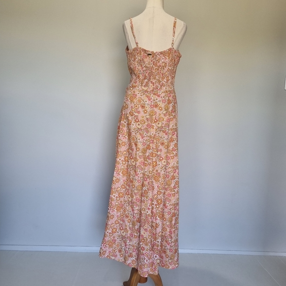 Ghanda Mia Multicolour Floral Linen Blend Tie Front Maxi Dress Size L - Picture 5 of 9